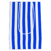 垂直ストライプセーラーブルー&ホワイトパターン ミディアムペーパーバッグ (裏面)
