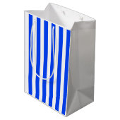 垂直ストライプセーラーブルー&ホワイトパターン ミディアムペーパーバッグ (裏面アングル)