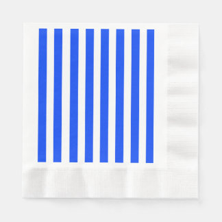 垂直ストライプセーラーブルー&ホワイトパターン 縁ありランチョンナプキン