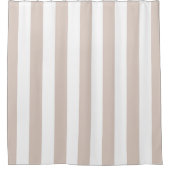 垂直ストライプベージュと白ストライプの色 シャワーカーテン (正面)