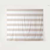 垂直ストライプベージュと白ストライプの色 タペストリー (正面(横))