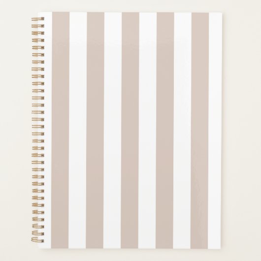 垂直ストライプベージュと白ストライプの色 プランナー手帳 (正面)