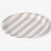 垂直ストライプベージュと白ストライプの色 ペーパープレート (アングル)