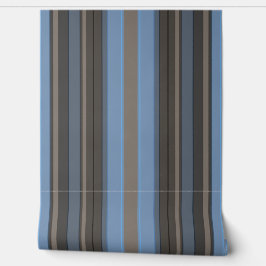 垂直ストライプモダンシンプルブラウン&ダスティブルー 壁紙