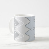 垂直ストライプ波状違う色、灰色 コーヒーマグカップ (正面左)
