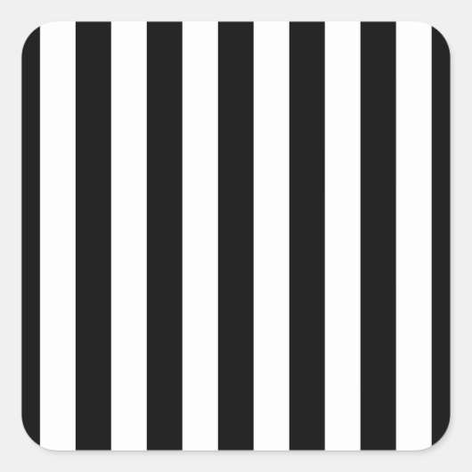 垂直ストライプ白黒ストライプの スクエアシール (正面)