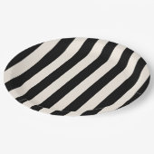 垂直ストライプ白黒ストライプの ペーパープレート (アングル)