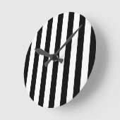 垂直ストライプ白黒ストライプの ラウンド壁時計 (傾斜)
