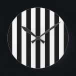 垂直ストライプ白黒ストライプの ラウンド壁時計<br><div class="desc">垂直ストライプ – 白黒パタストライプのーン。</div>