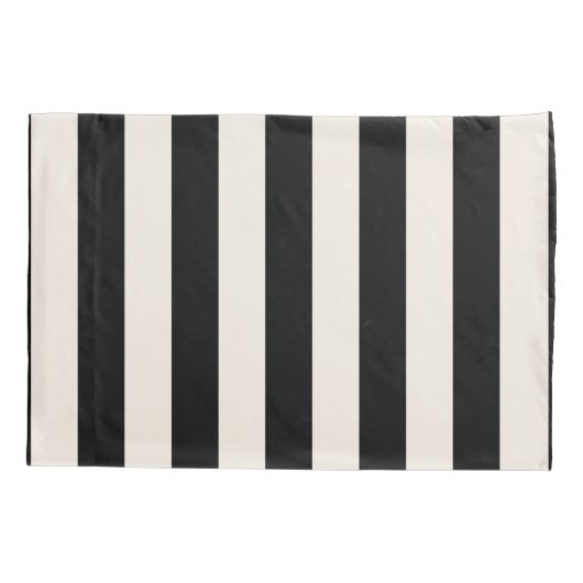 垂直ストライプ白黒ストライプの 枕カバー (裏面)