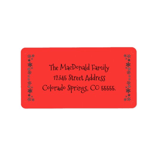 垂直スノーフレーク赤 – 住所 シール (正面)