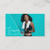 垂直ティール(緑がかった色) |パーソナルトレーナーQRコード写真 名刺 (正面)