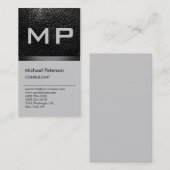 垂直トレンディーグレーモノグラム名刺 名刺 (正面/裏面)