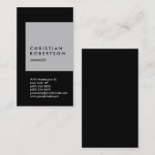 垂直トレンディーシルバーグレーブラック名刺 名刺 (正面/裏面)
