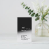 垂直トレンディーホワイトグレーブラックビジネスカード 名刺 (スタンド正面)