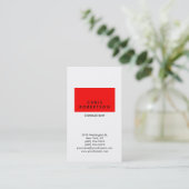 垂直トレンディーホワイトレッドストライプビジネスカード 名刺 (スタンド正面)