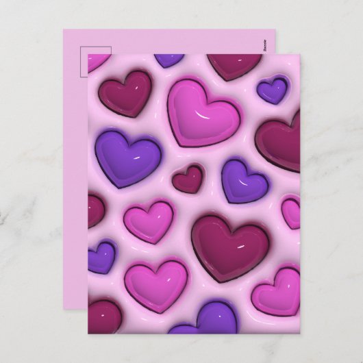 垂直ハートはがき(3D光沢ハート付) シーズンポストカード (正面/裏面)