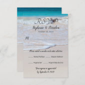 垂直ビーチシーンメニューRSVPテンプレート 出欠カード (正面/裏面)