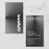 垂直フィットネススポーツメタリックシルバーグレー 名刺 (正面/裏面)