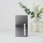 垂直フィットネススポーツメタリックシルバーグレー 名刺 (スタンド正面)