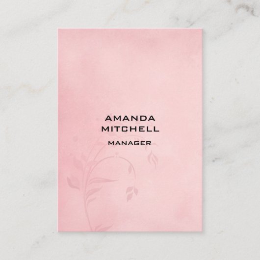 垂直フローラピンク背景の平モダン面 名刺 (正面)