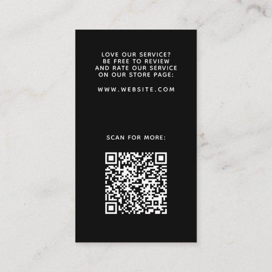 垂直ブラックエレガントありがとう 名刺 (裏面)