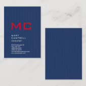 垂直ブルーレッドトレンディーモノグラム 名刺 (正面/裏面)