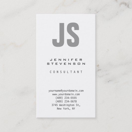 垂直プレーングレーホワイトモノグラムの名刺 名刺 (正面)