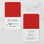 垂直プレーンシンプルホワイトレッド 名刺 (正面/裏面)