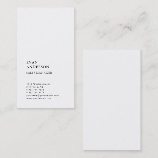 垂直プレーンシンプル白黒モダン 名刺 (正面/裏面)