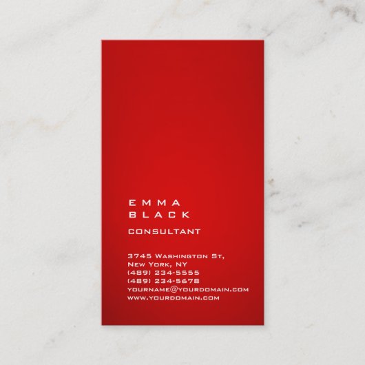 垂直プレーン印象的な赤いホワイトコンサルタント 名刺 (正面)