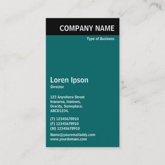 垂直ヘッダー – 黒(ティール（緑がかった色）0066666) 名刺 (正面)