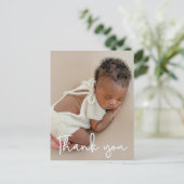 垂直ベビー写真の誕生発表感謝 ポストカード (スタンド正面)