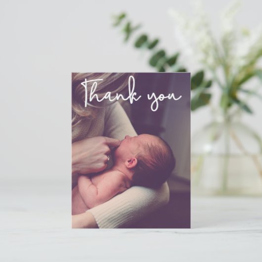 垂直ベビー誕生のお知らせとありがとうございます ポストカード (スタンド正面)
