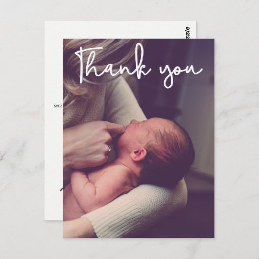 垂直ベビー誕生のお知らせとありがとうございます ポストカード (正面/裏面)