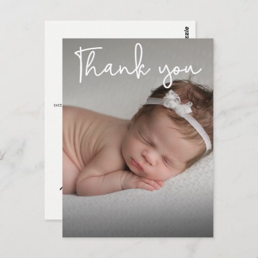 垂直ベビー誕生のお知らせとありがとうございます ポストカード (正面/裏面)