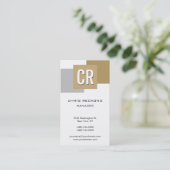 垂直ベージュシルバーグレーホワイト名刺 名刺 (スタンド正面)