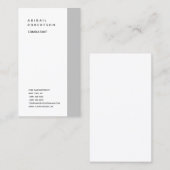 垂直ミニマルモダン主義プレーンホワイトトレンディー 名刺 (正面/裏面)