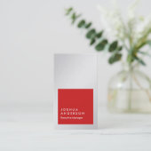 垂直メタリック銀グレー赤プロフェッショナル 名刺 (スタンド正面)