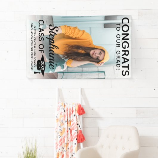 垂直モダンおめでとう大学院写真卒業 横断幕 (インサイチュ)