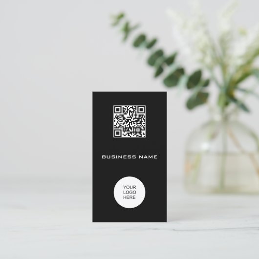 垂直モダンテンプレートバエレガントーコードQRコード 名刺 (スタンド正面)