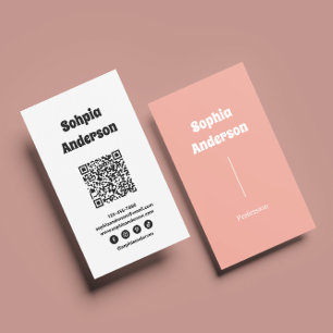 垂直モダンデザイン   QRコードとソーシャルリンク 名刺