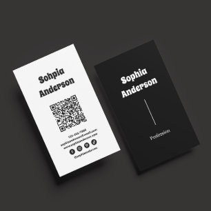 垂直モダンデザイン QRコードとソーシャルリンク 名刺