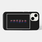 垂直モダンモノグラム白黒 iPhoneケース (裏面横)