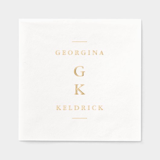 垂直モダンモノグラム 箔ナプキン (正面)