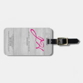 垂直モダン木地背景モノグラム ラゲッジタグ (正面横)