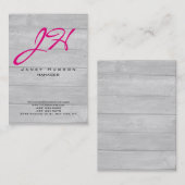 垂直モダン木地背景モノグラム 名刺 (正面/裏面)