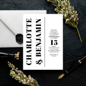 垂直モダン黒はっきりしたと白結婚の 招待状