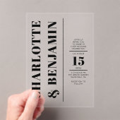 垂直モダン黒結婚はっきりした線 アクリル招待状 (インサイチュ (ポータブル))