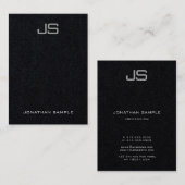 垂直モノグラムのテンプレートエレガントラグジュアリーブラック 名刺 (正面/裏面)